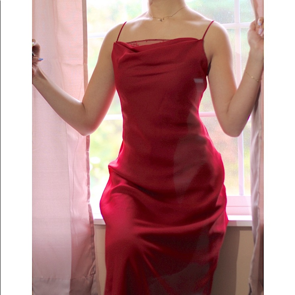 gorgeous red cowl neck unique dress!!!